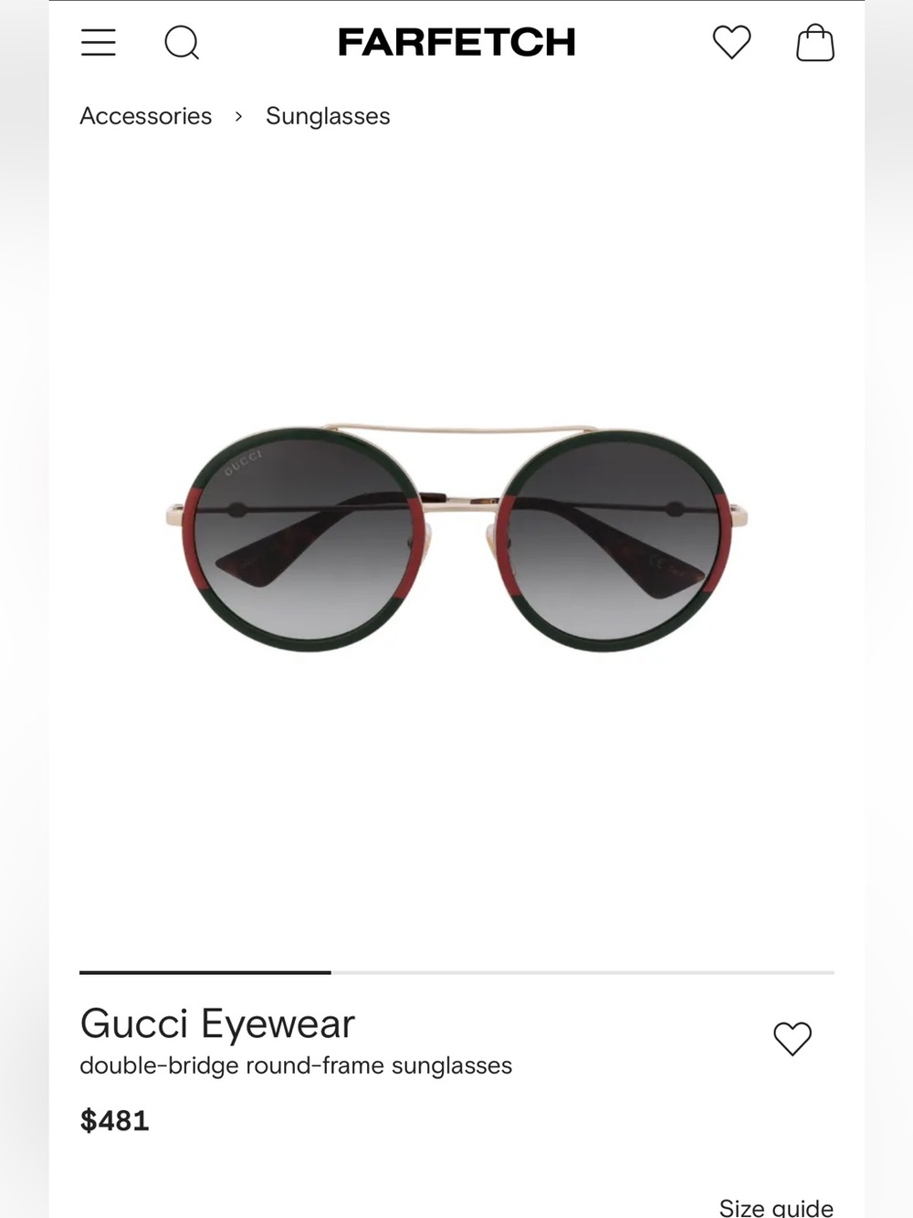 Gucci Round Double-Bridge Sunglasses in Green and Red